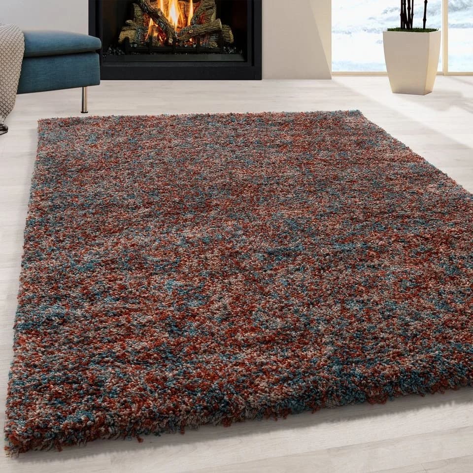 Teppium Teppich Meliert Design Vintage Terrakotta Hochflor