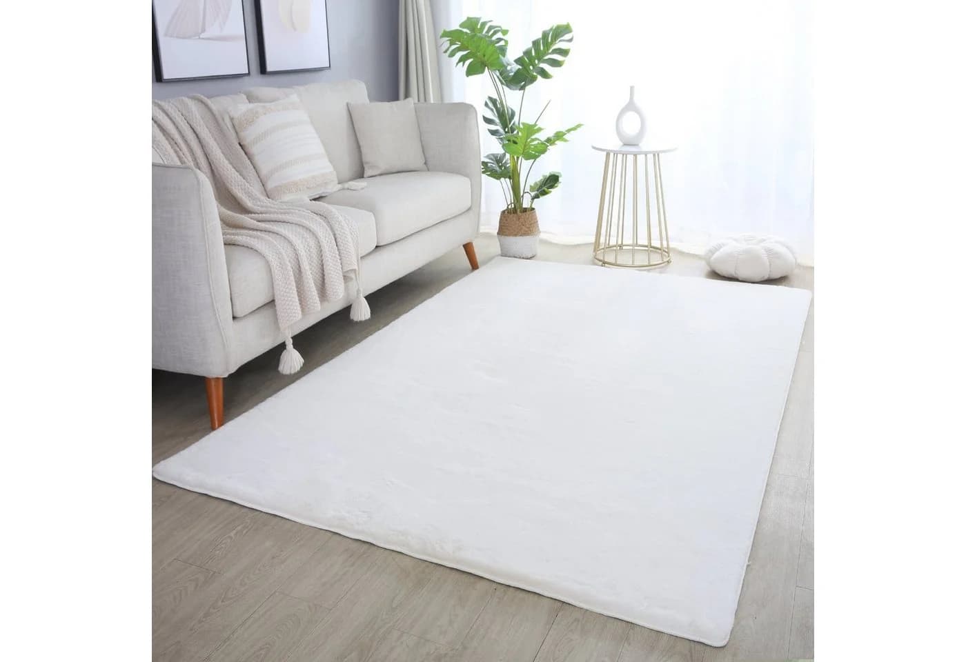 Teppium Teppich Unicolor Shaggy 20mm Florhöhe Creme