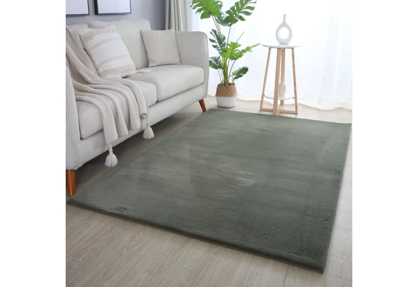 Teppium Unicolor Teppich Grün 20mm Florhöhe Modern Shaggy