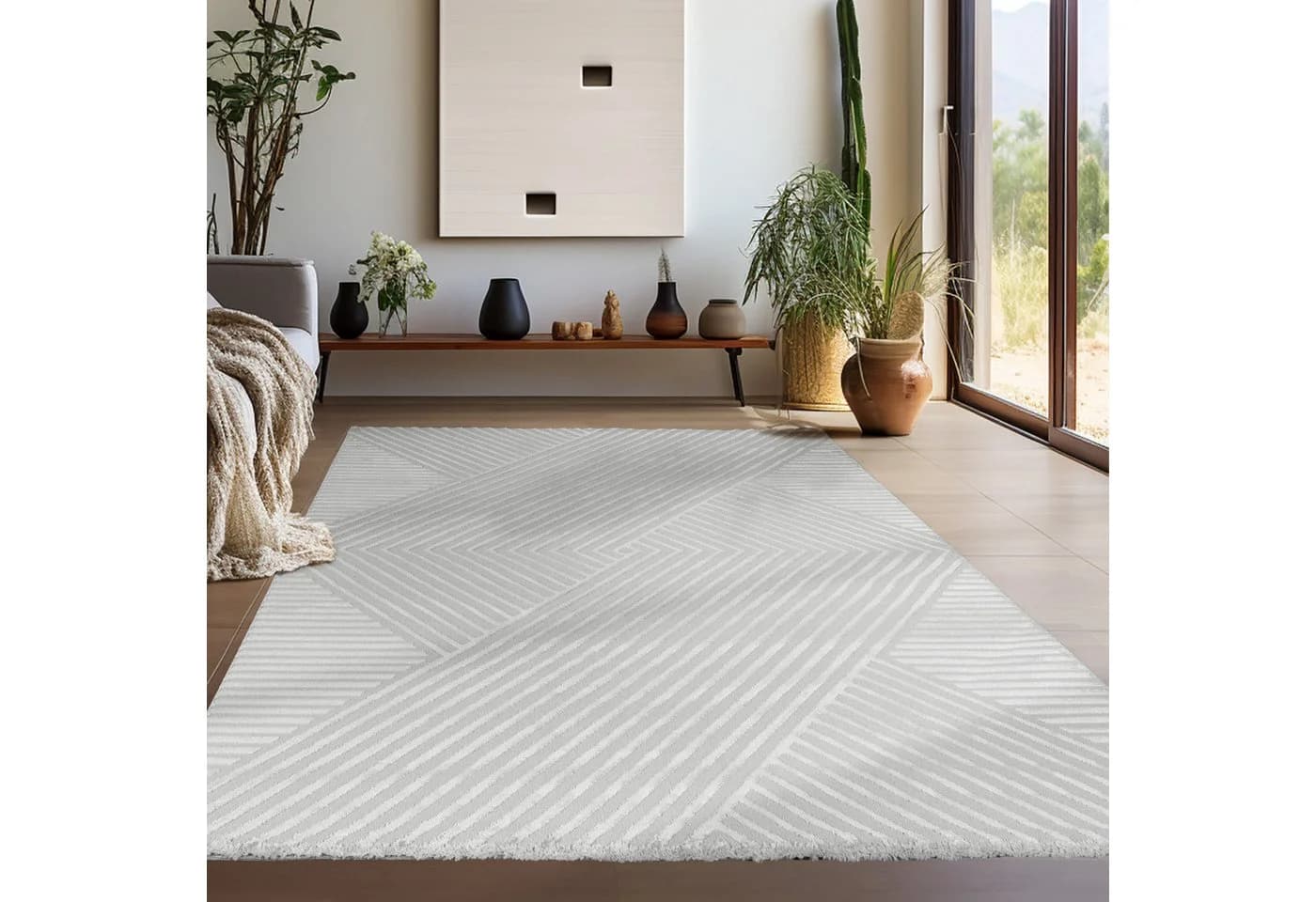 Teppium Teppich Skandinavisches Boho Muster Rechteckig 12 mm Höhe