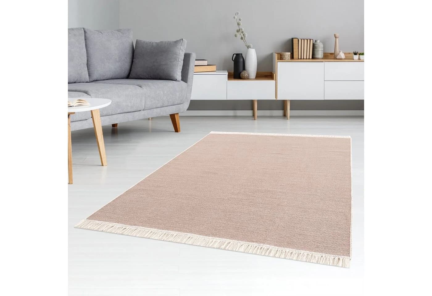 Jimri Teppich Kelim Wendeteppich Beige Boho-Kilim Rechteckig