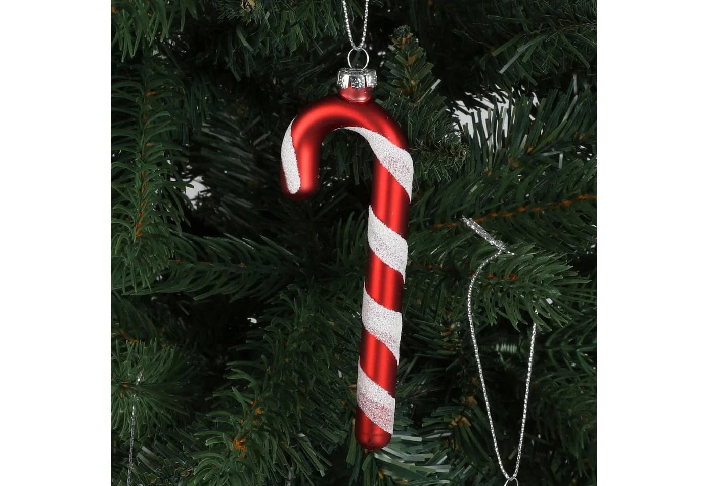 BURI Christbaumschmuck Deko Zuckerstangen 3er-Set aus Glas 12cm
