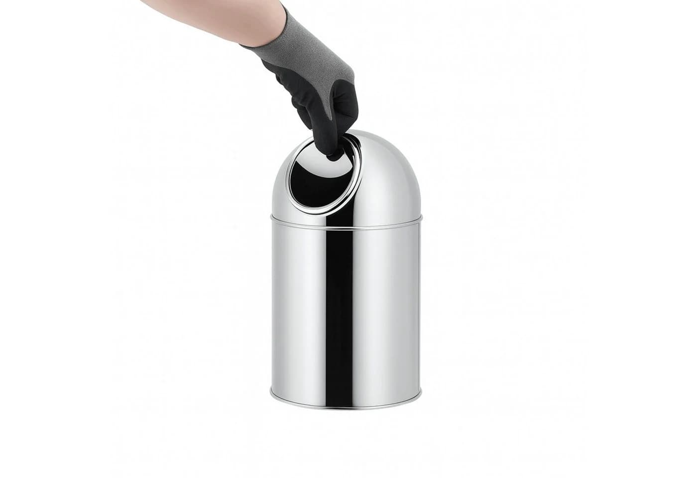 BURI Tischabfalleimer Edelstahl 1L Push-Deckel