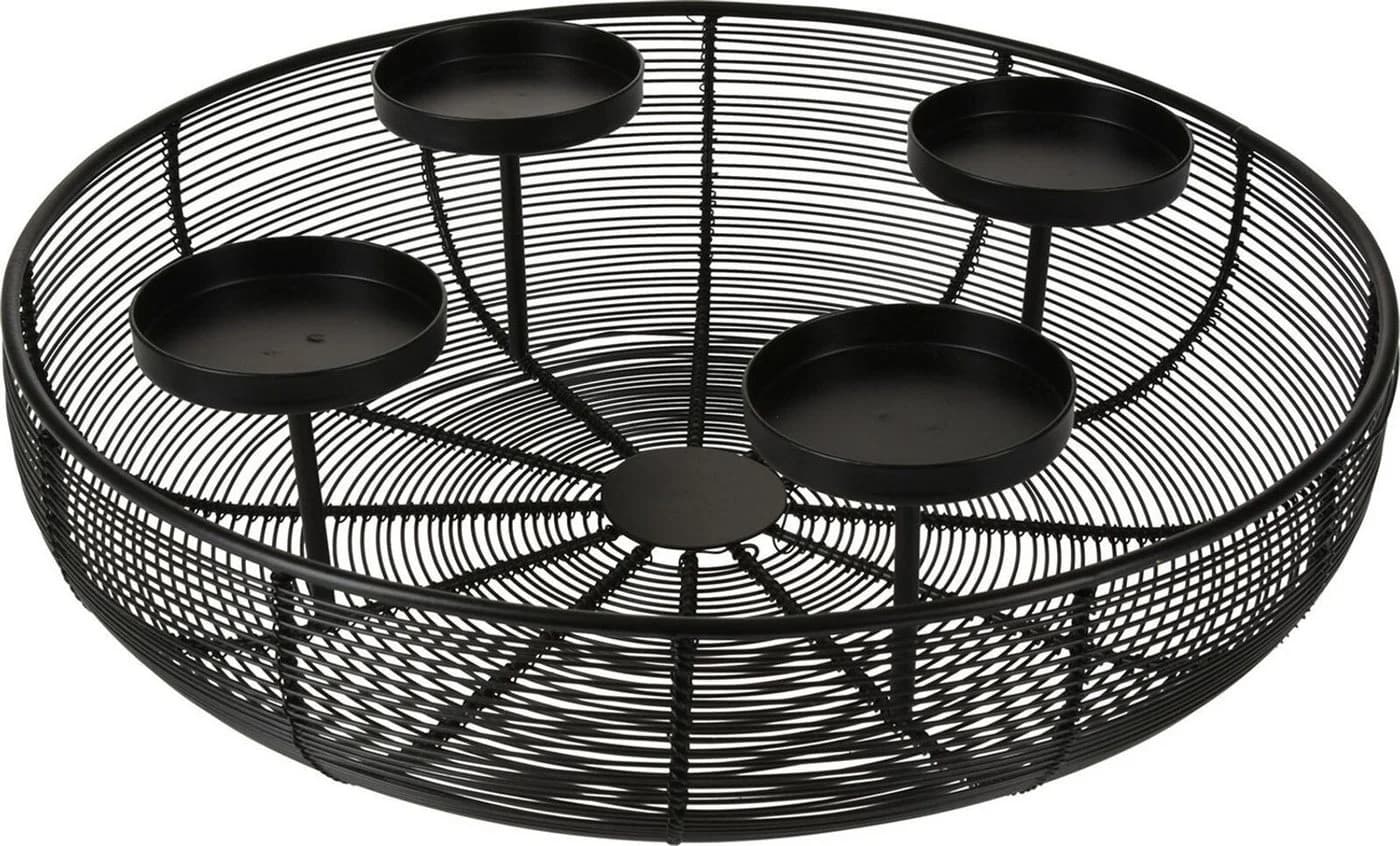 BURI Adventsleuchter Metall-Adventskranz Ø36cm mit Metallschale