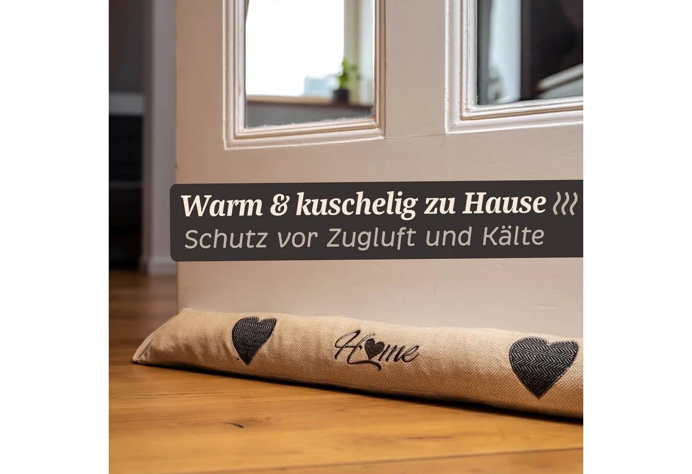 Praknu Zugluftstopper 90cm Beige Waschbar Extra Schwer