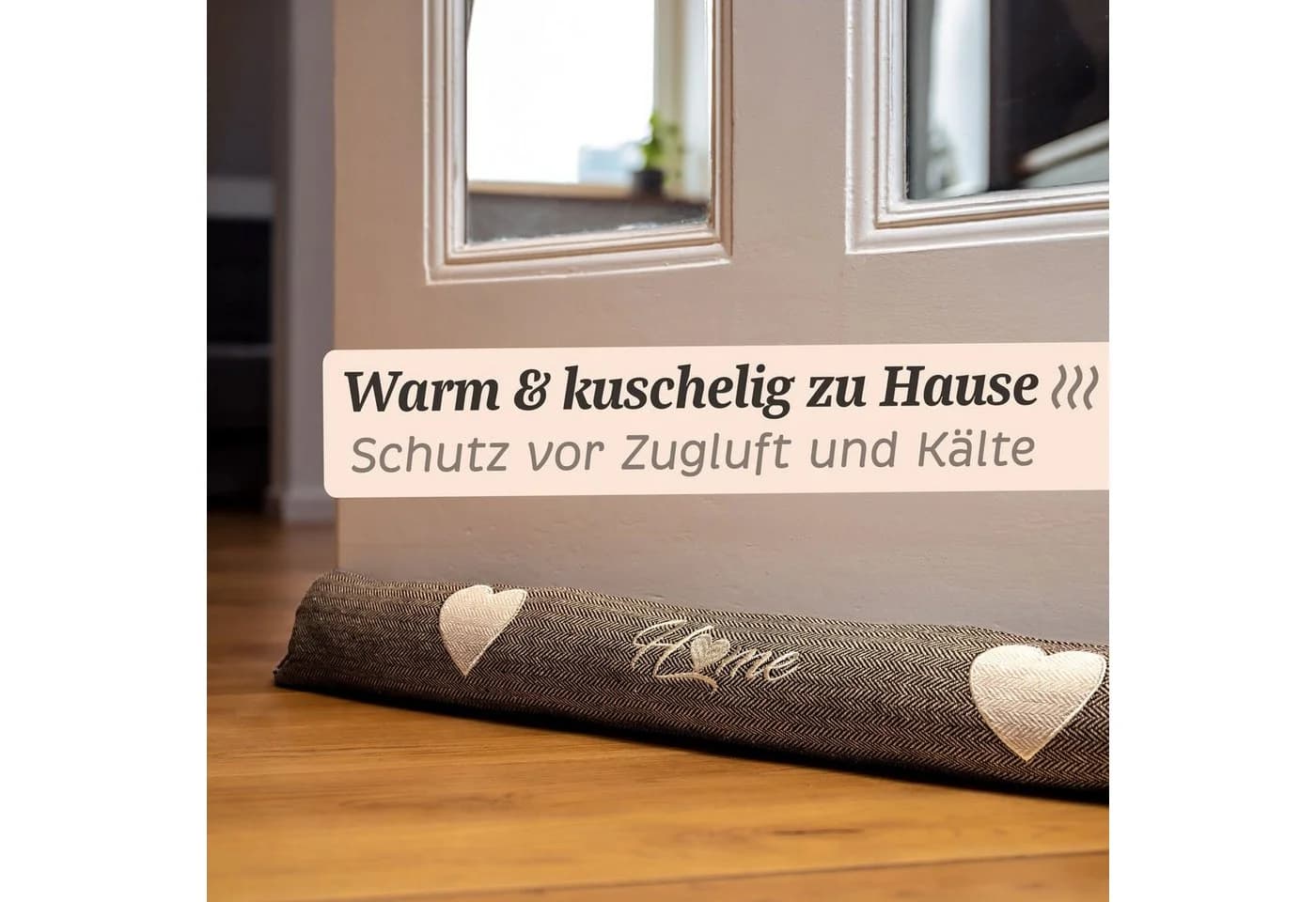 Praknu Zugluftstopper 90cm Braun - Waschbarer Bezug - Energiesparend