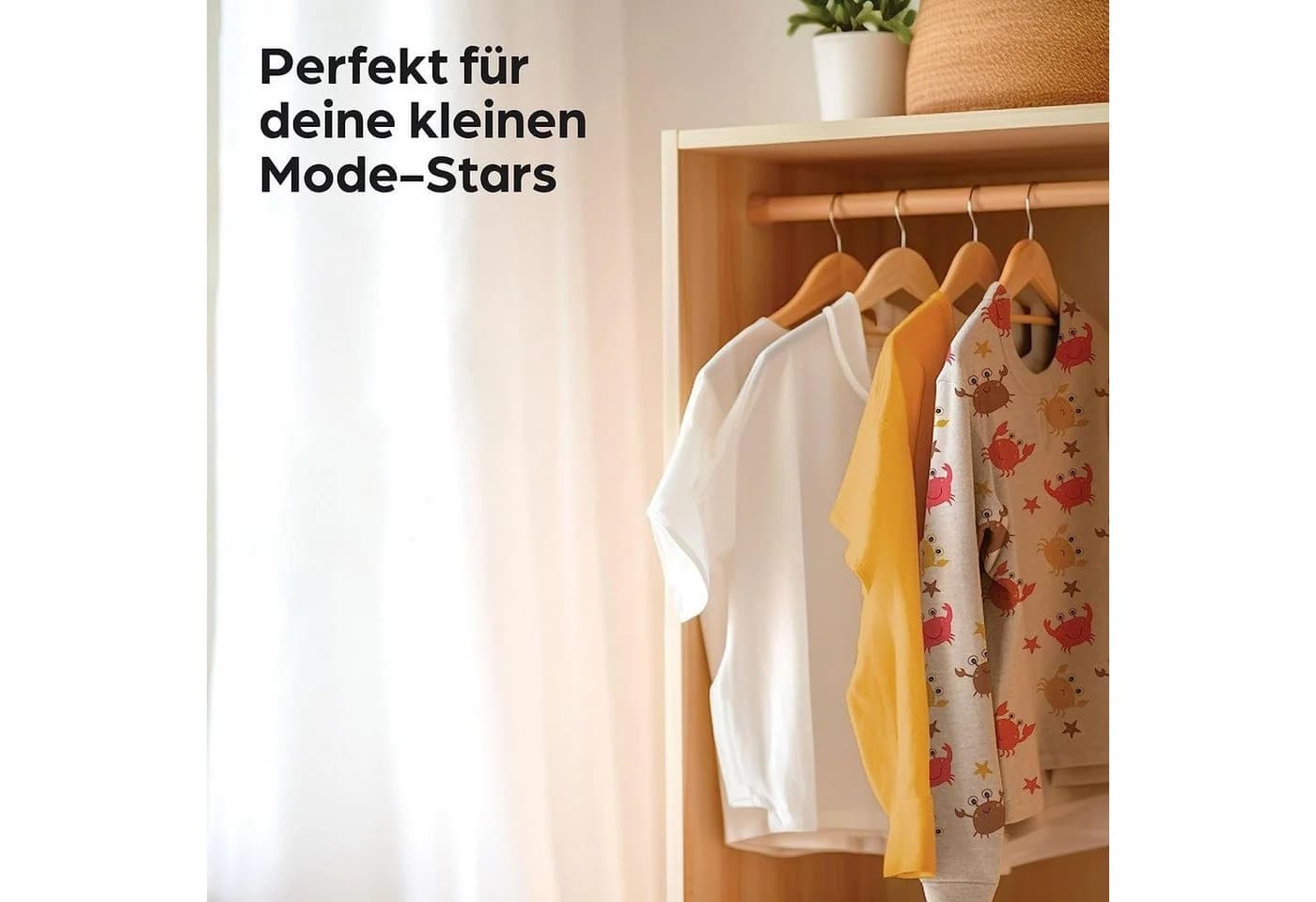 Praknu Kinderkleiderbügel Holz 360° Drehbar 10er Set