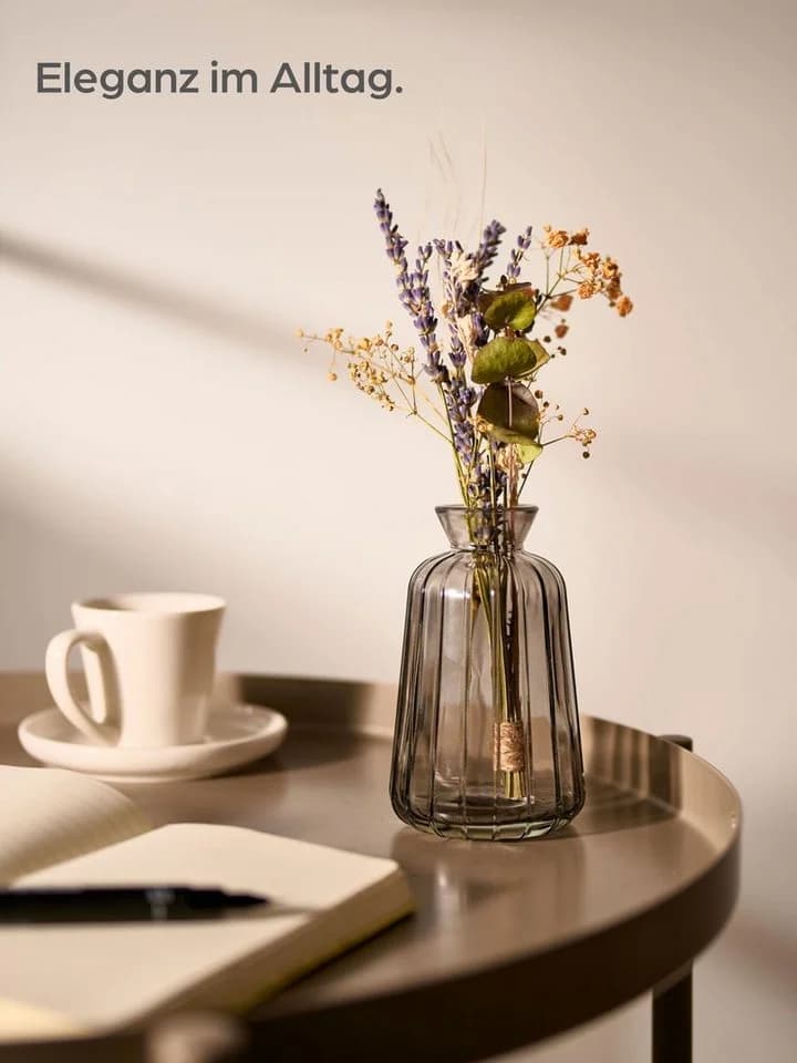 Praknu Tischvase 6er Set Grau Vintage Glas