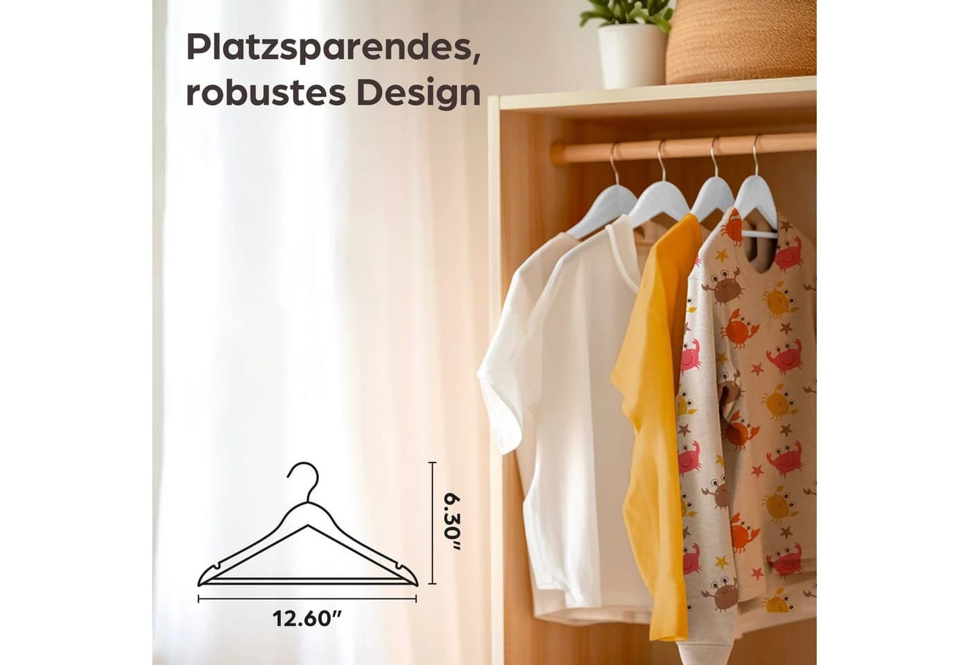 Praknu Kinderkleiderbügel Holz 10-tlg. Weiß FSC Buchenholz