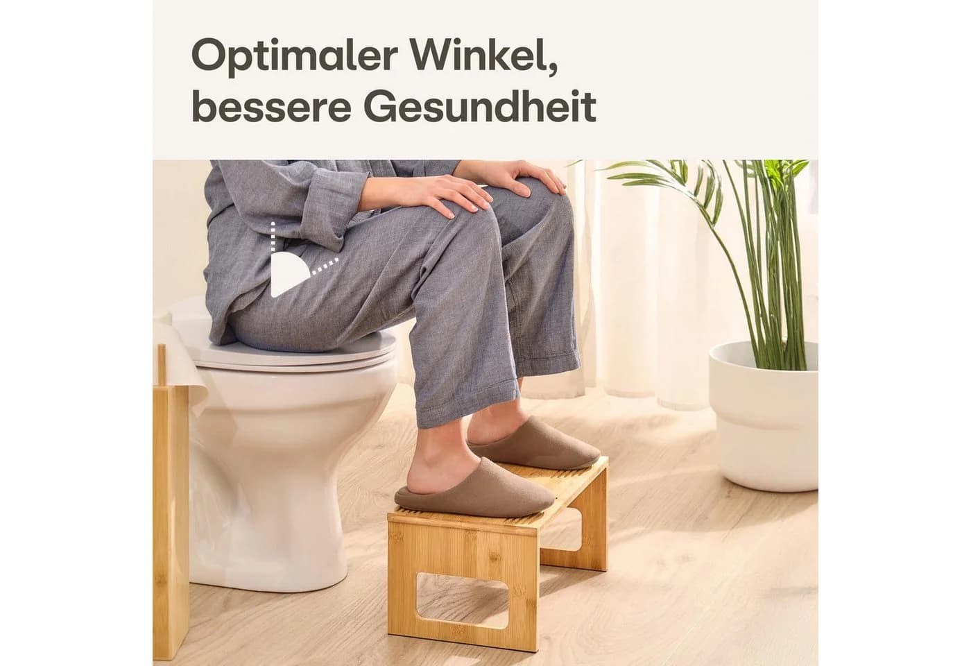 Praknu Klappbarer Bambus-Fußhocker für Badezimmer - Ergonomisch & Stabil