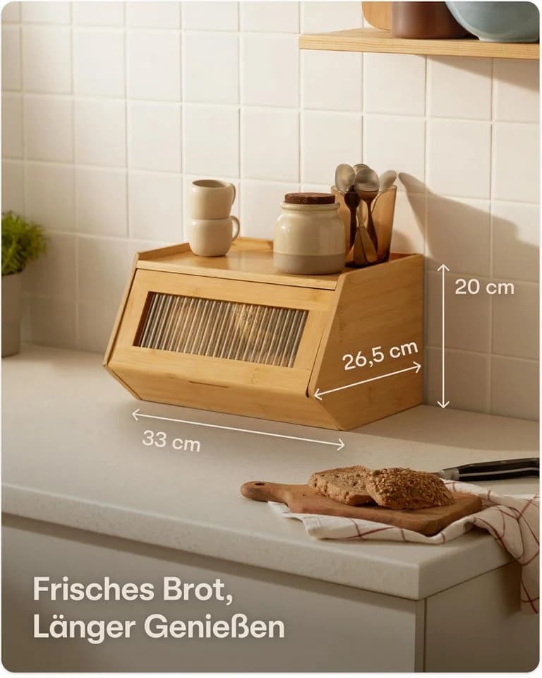 Praknu Brotkasten Holz mit Ablagefläche