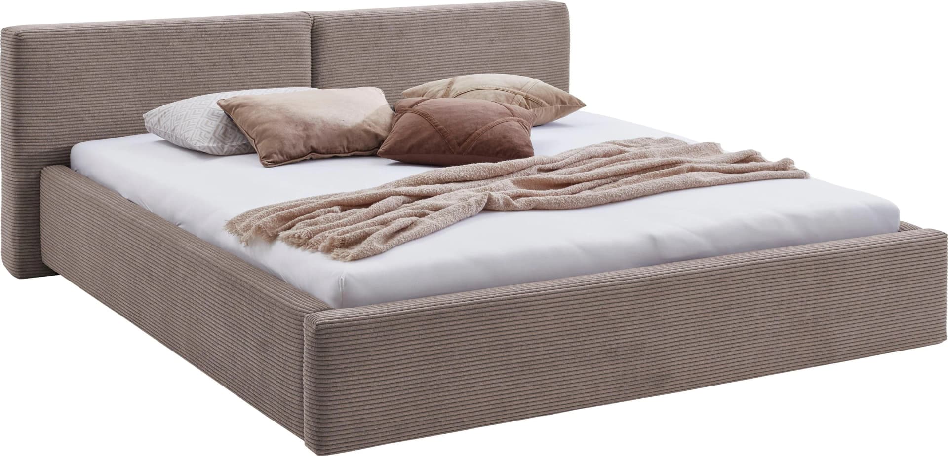 MEISE.MÖBEL Polsterbett Cube Taupe mit Bettkasten