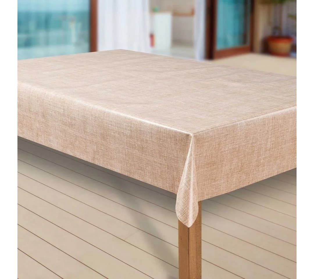 Laro Tischdecke Wachstuch-Tischdecken Abwaschbar Leinenoptik Beige Rechteckig
