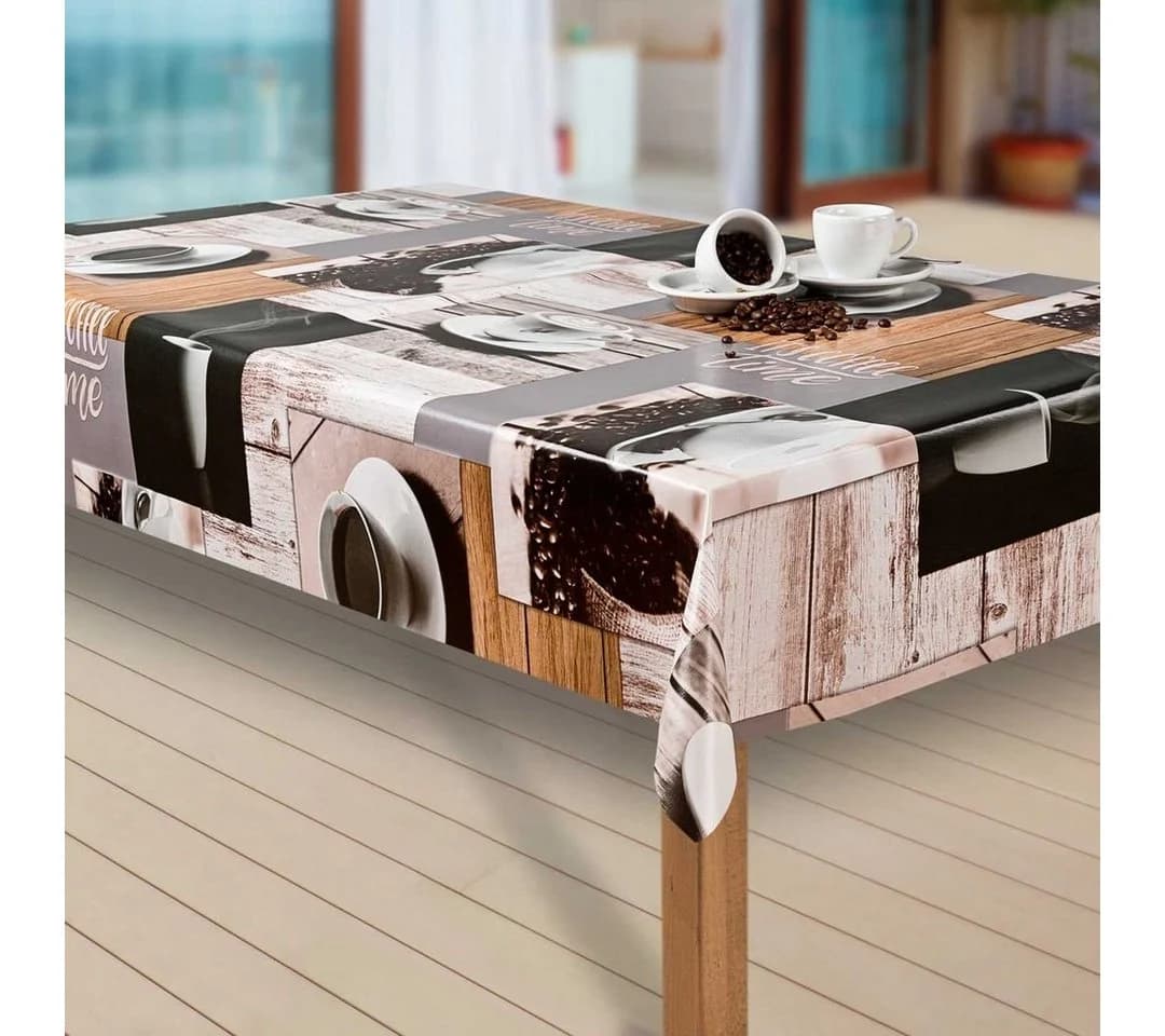 Laro Tischdecke Wachstuch-Tischdecken Abwaschbar Kaffee Schwarz/Braun Rechteckig
