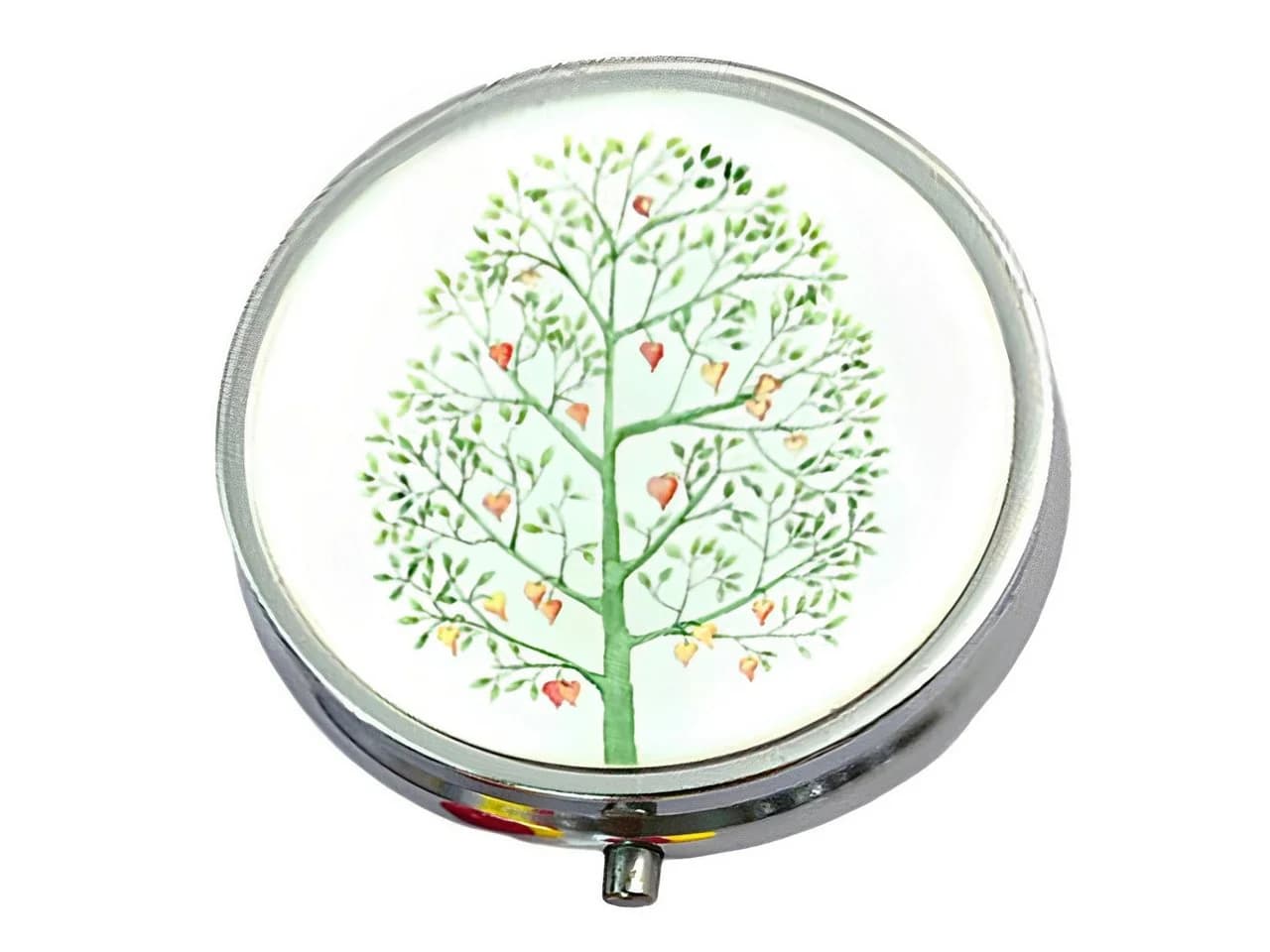 The Beauty House Pillendose mit Spiegel und Baum-Motiv