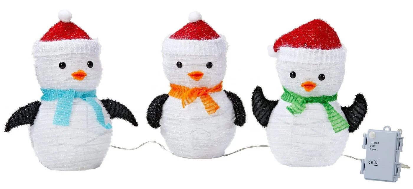 Northpoint Weihnachtsfigur LED 3er Set Pinguin zusammenfaltbar für Innen und Außen