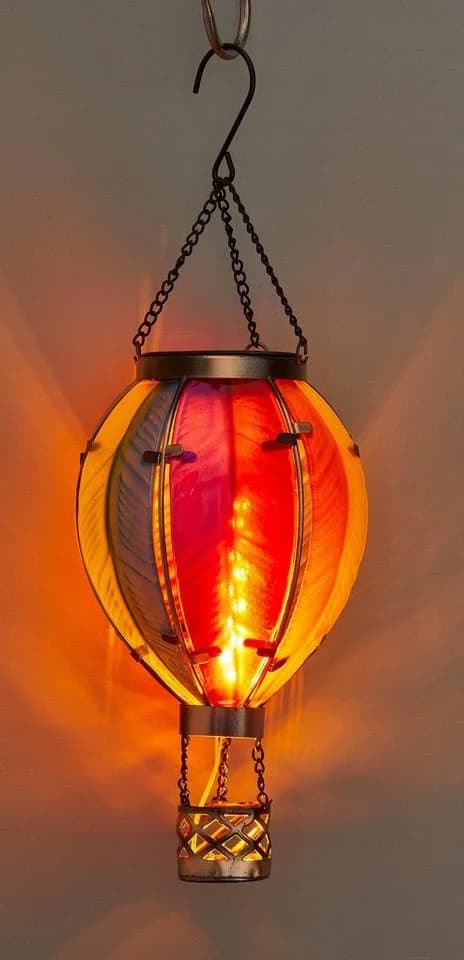 Northpoint LED Solar Laterne Heißluftballon Echtglas Bunt