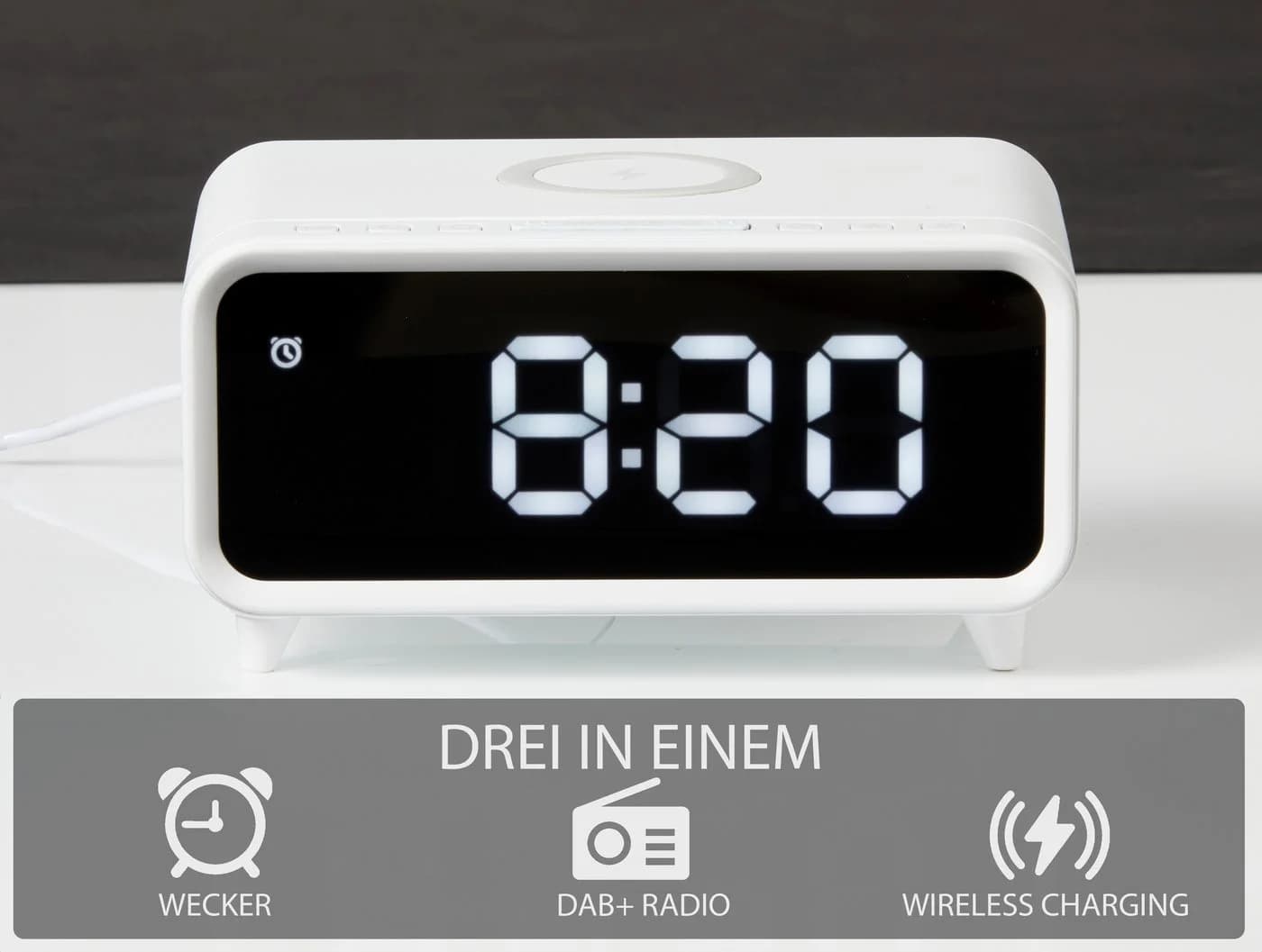 Northpoint Radiowecker DAB+ Weiß mit Kabelloser Ladestation und Nachtlicht