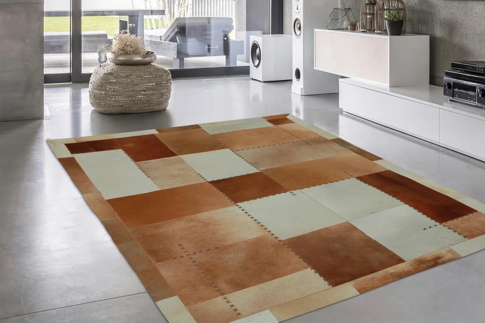 Moderner Lederteppich im Patchwork-Stil