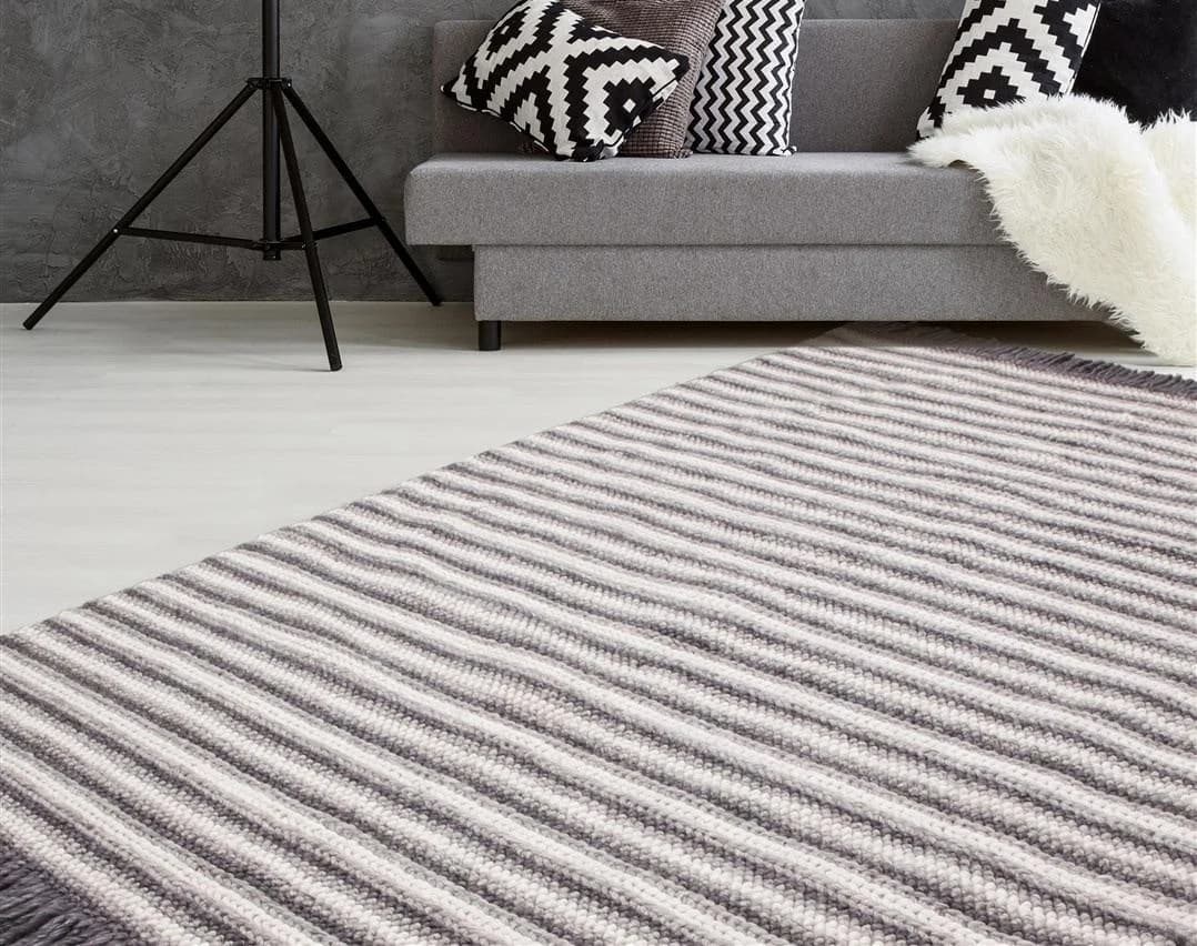 CALO-DELUXE Teppich Bature 400 Grau Anthrazit Handgewebt