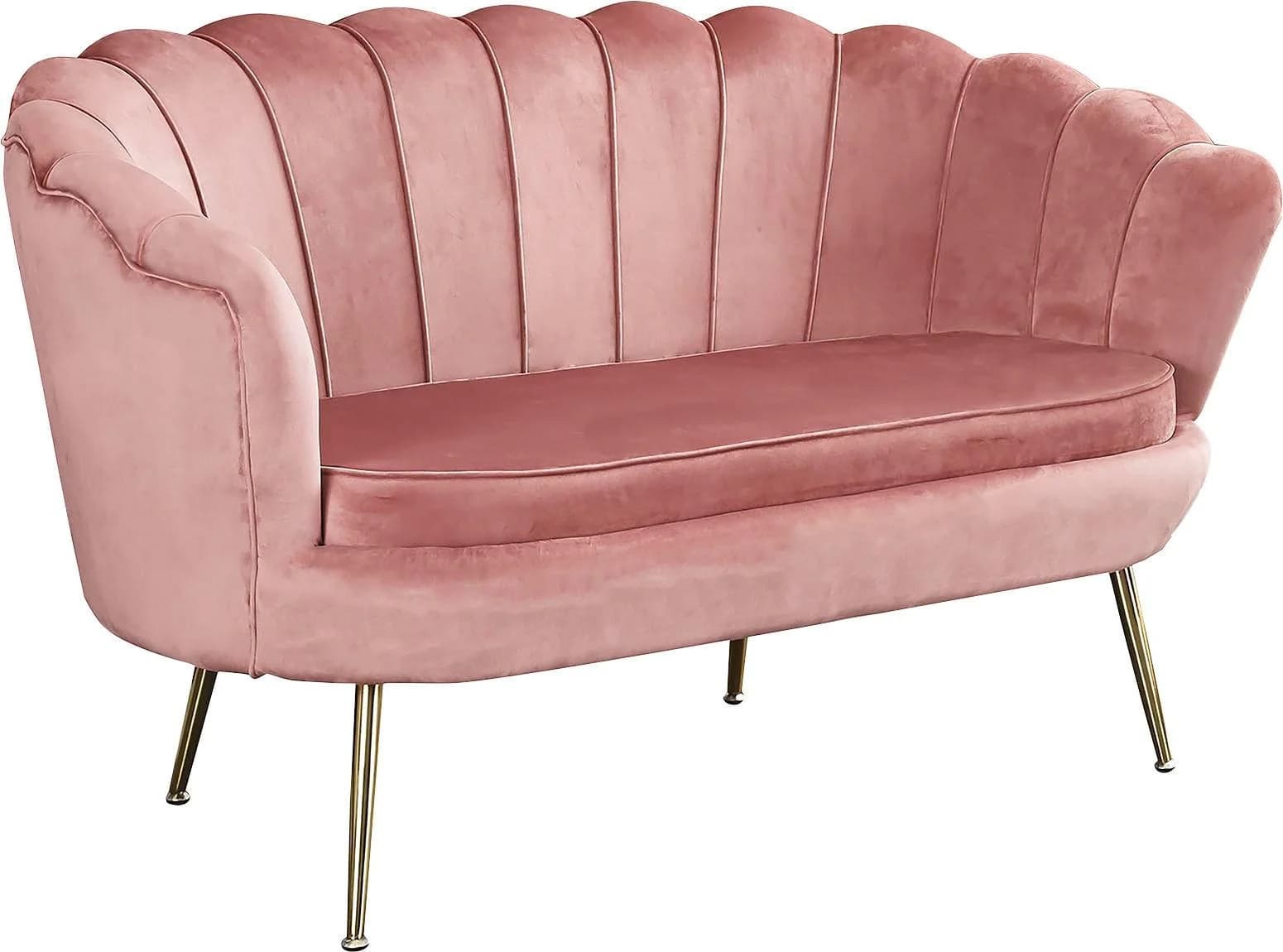 SALESFEVER Clam 2-Sitzer Sofa Rosa Samtvelours Muscheldesign
