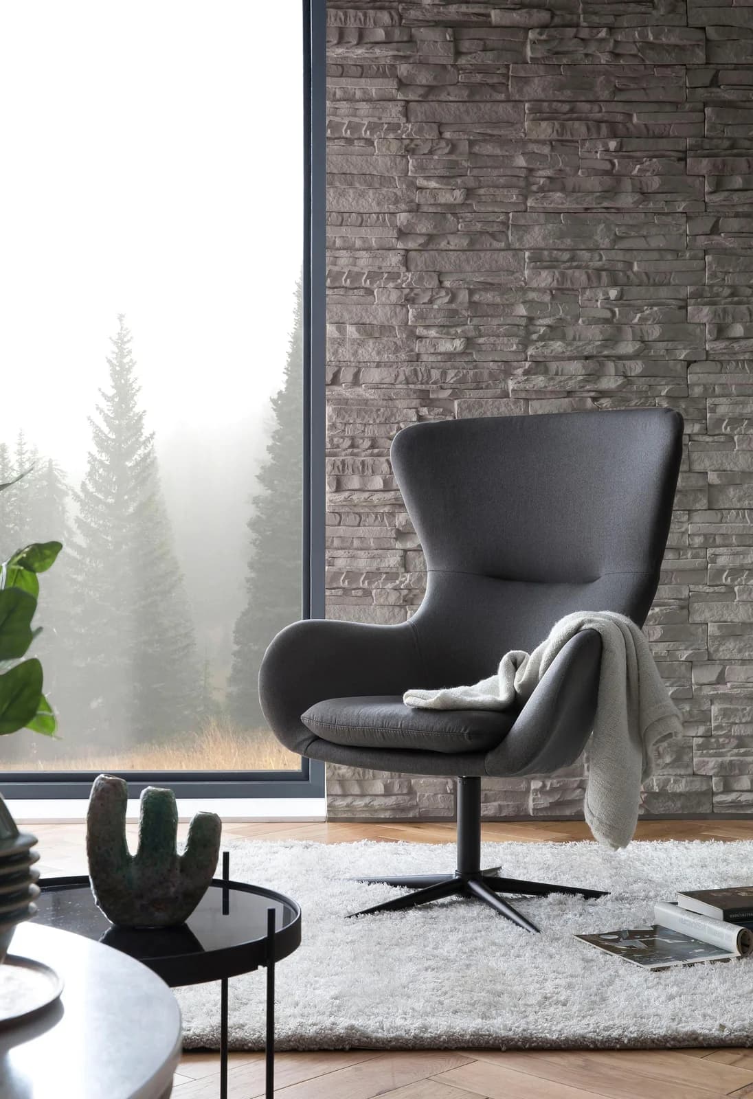 Salesfever Drehsessel Helsinki Grau/Schwarz mit Drehfunktion