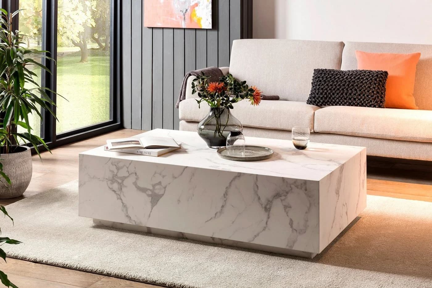 Salesfever Couchtisch Almeria Weiß Marmoroptik Modern