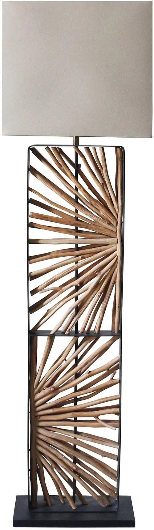 SALESFEVER Stehlampe Treibholz Braun Beige Metall Leinen