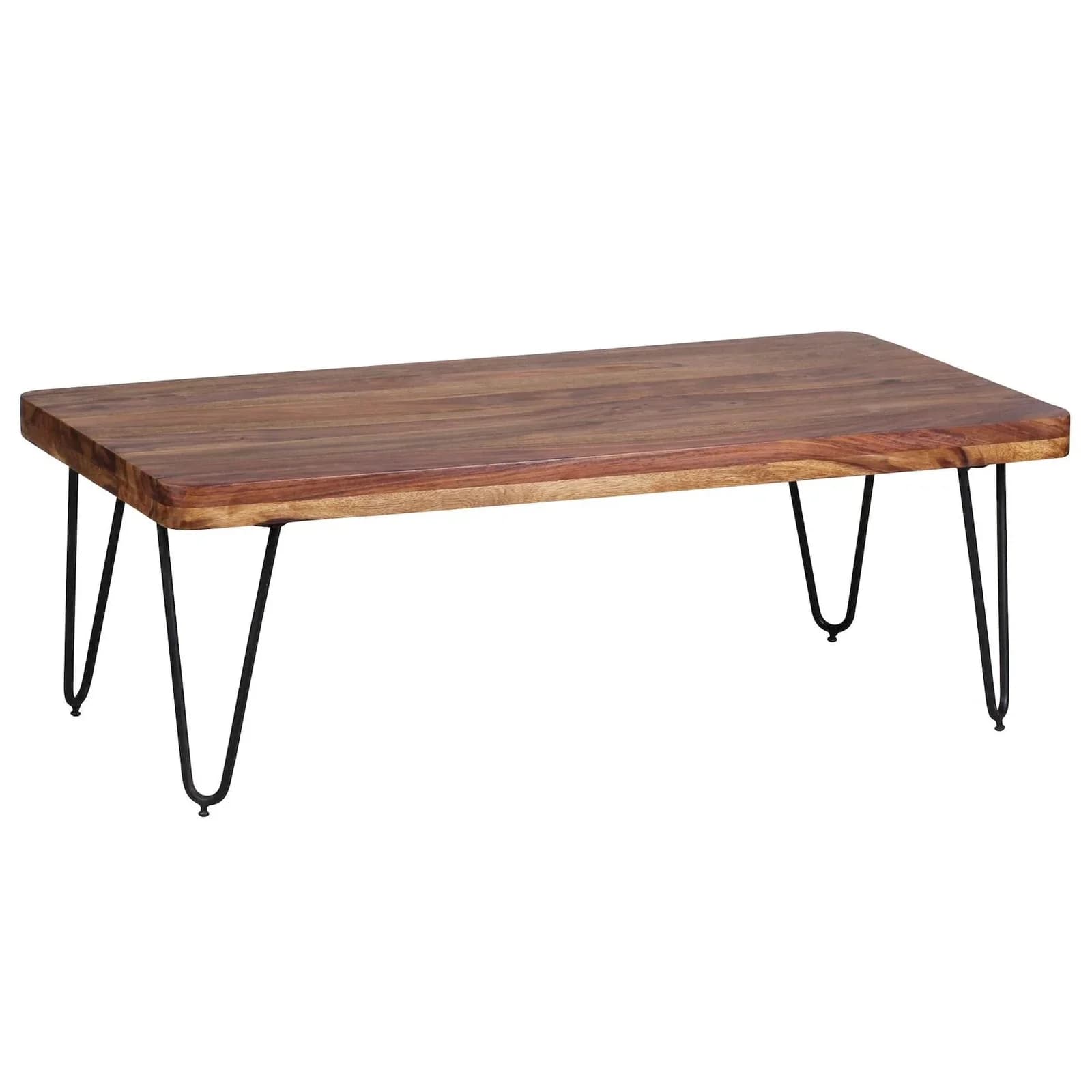 Couchtisch aus Massivholz und Edelstahl