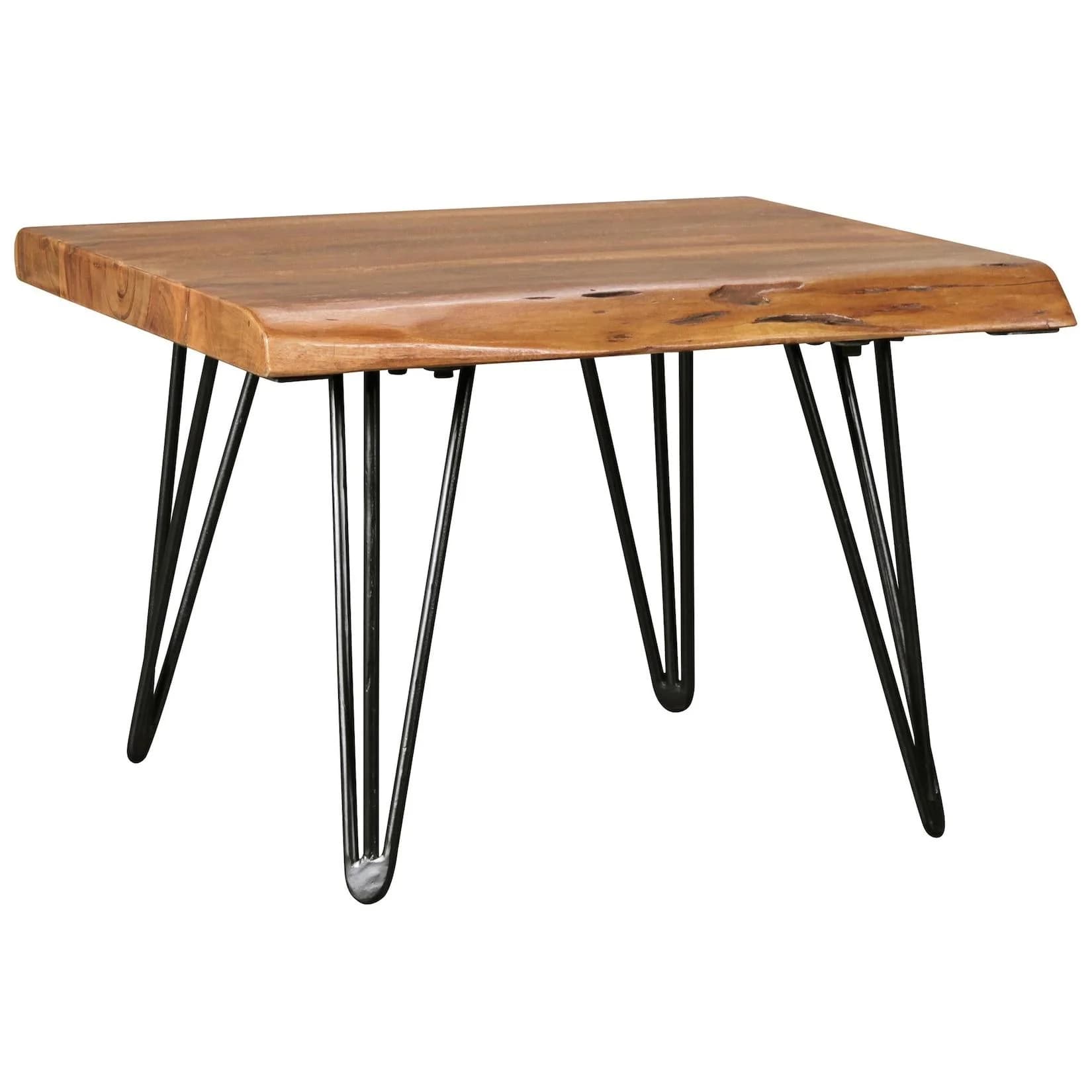 KADIMA DESIGN Massivholz Couchtisch Sheesham Baumkante Haarnadelbeine