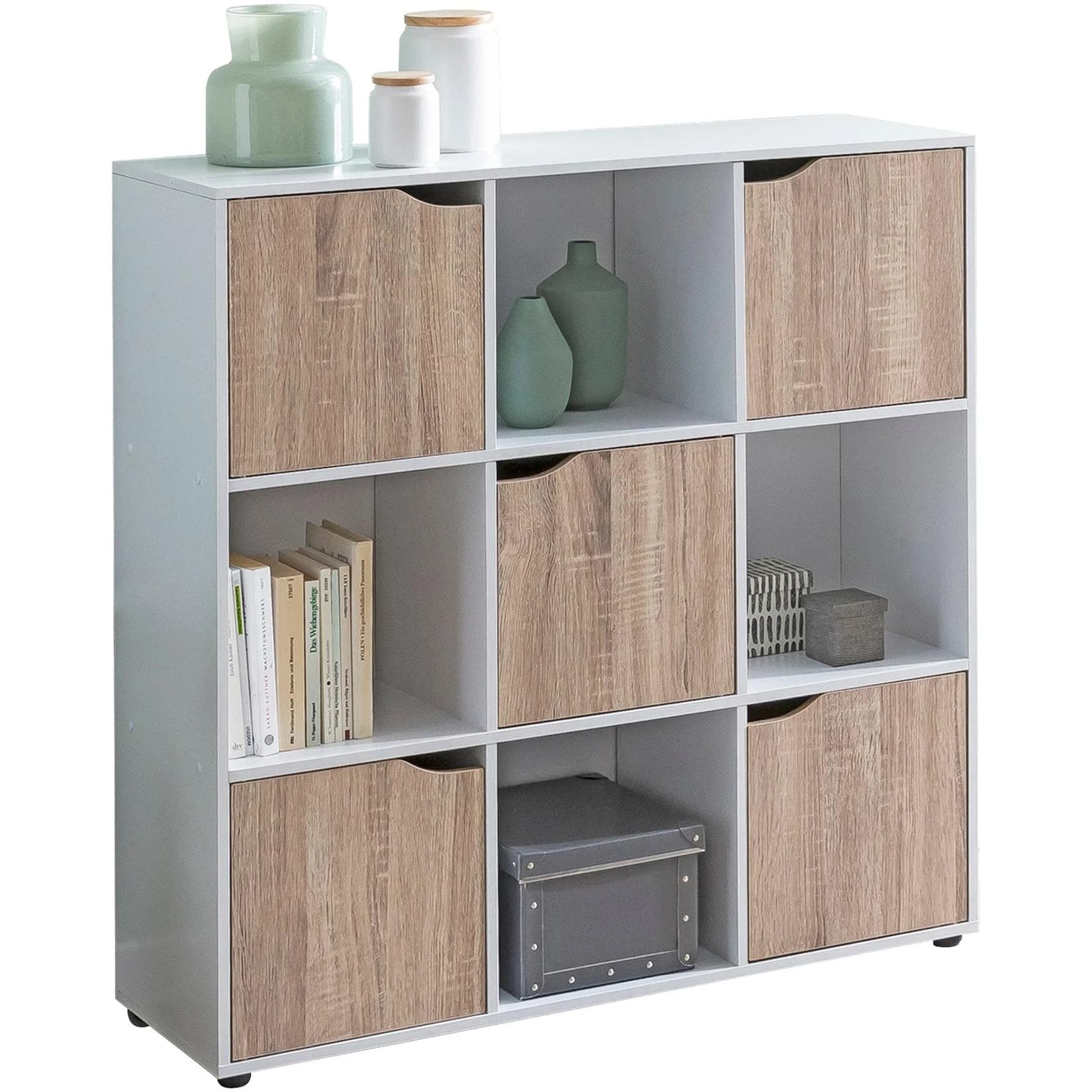 KADIMA DESIGN Standregal 9 Fächer Weiß/Schwarz Spanplatte