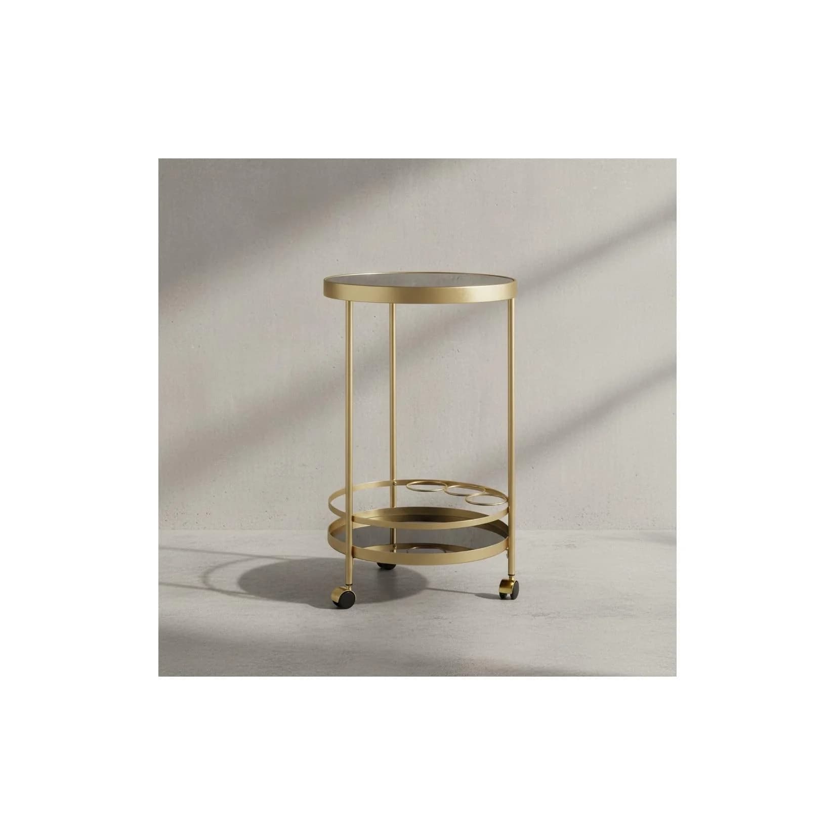 KADIMA DESIGN Goldener Servierwagen mit Schwarzem Sicherheitsglas