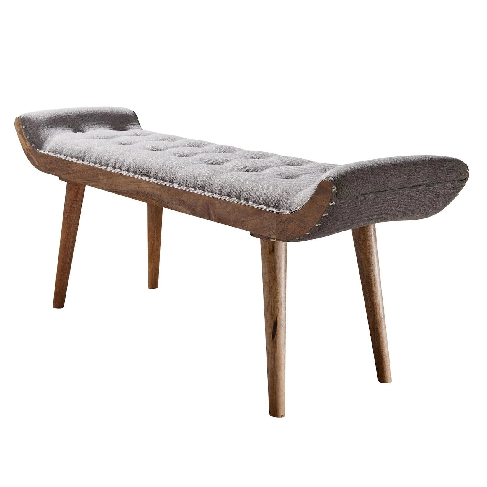 KADIMA DESIGN Sitzbank Chesterfield Massivholz Leder Stoff