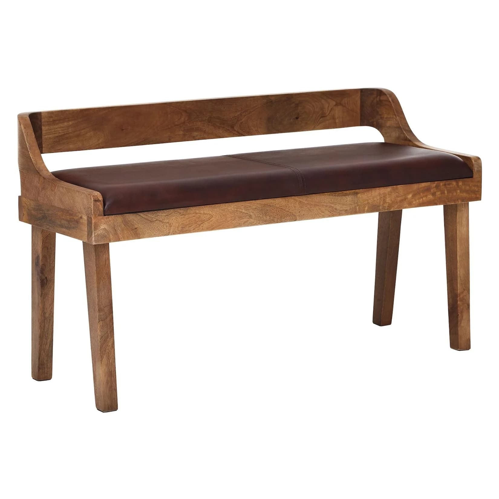 KADIMA DESIGN Echtleder Sitzbank 108 cm Rückenlehne Massivholzbeine