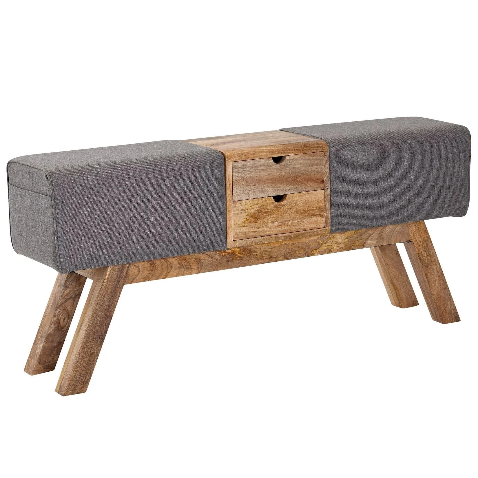 KADIMA DESIGN Retro-Sitzbank mit Schubladen und Stoffbezug