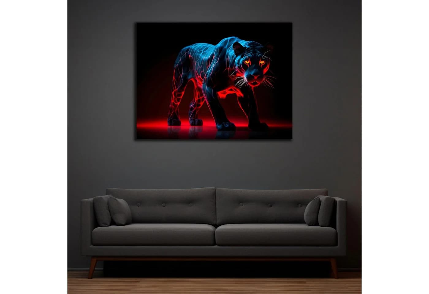 DARO Design Wandbild Neon Tiger Modern HDF-Platte