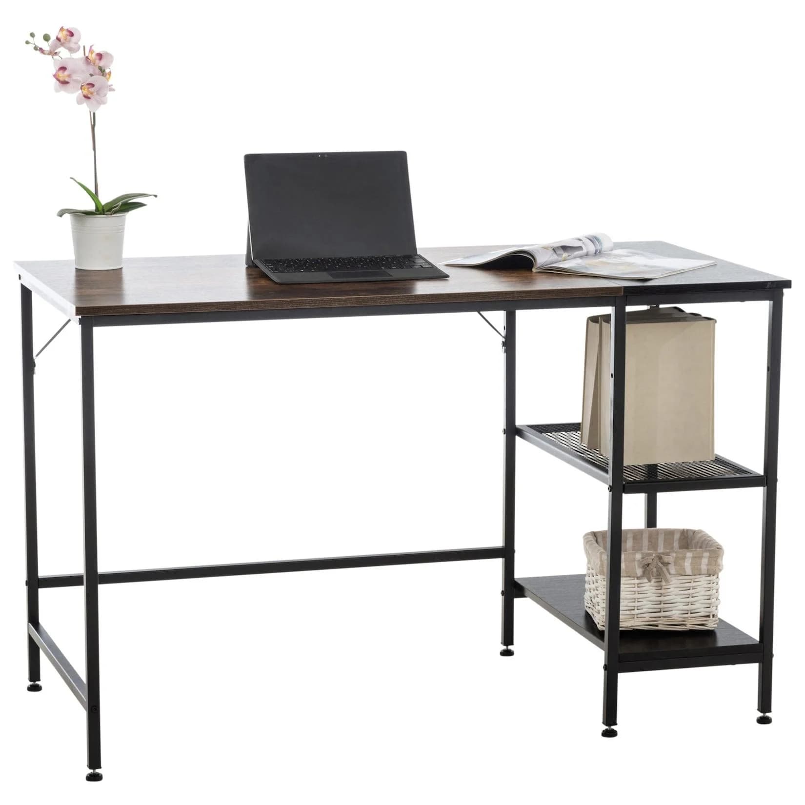 CLP Schreibtisch Oviedo Laptoptisch mit Stauraum und Regalfächern Weiß