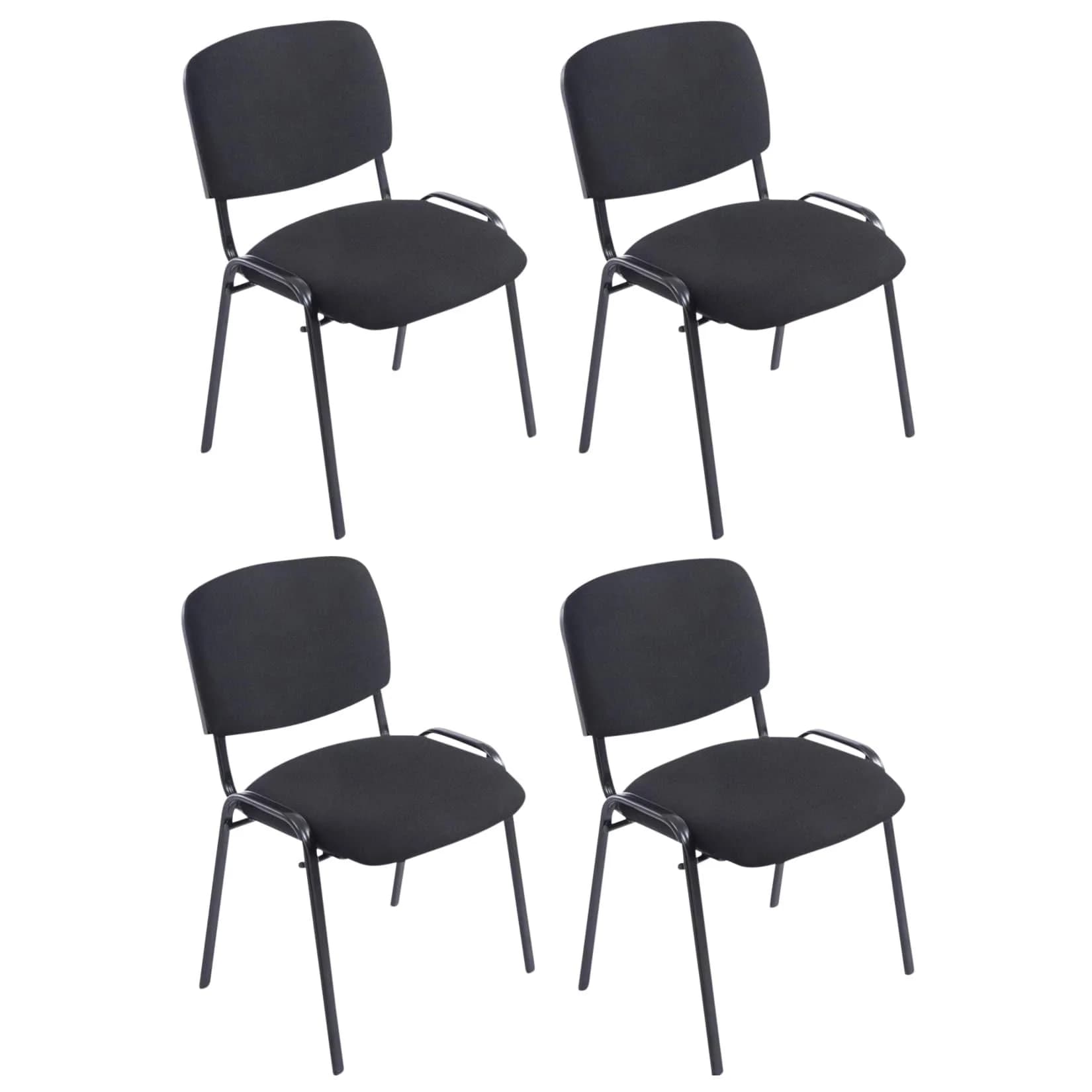 CLP 4er Set Stühle XL Ken Stoff Stapelstühle Mit Metallgestell Und Stoffbezug Und Gepolsterter Rückenlehne