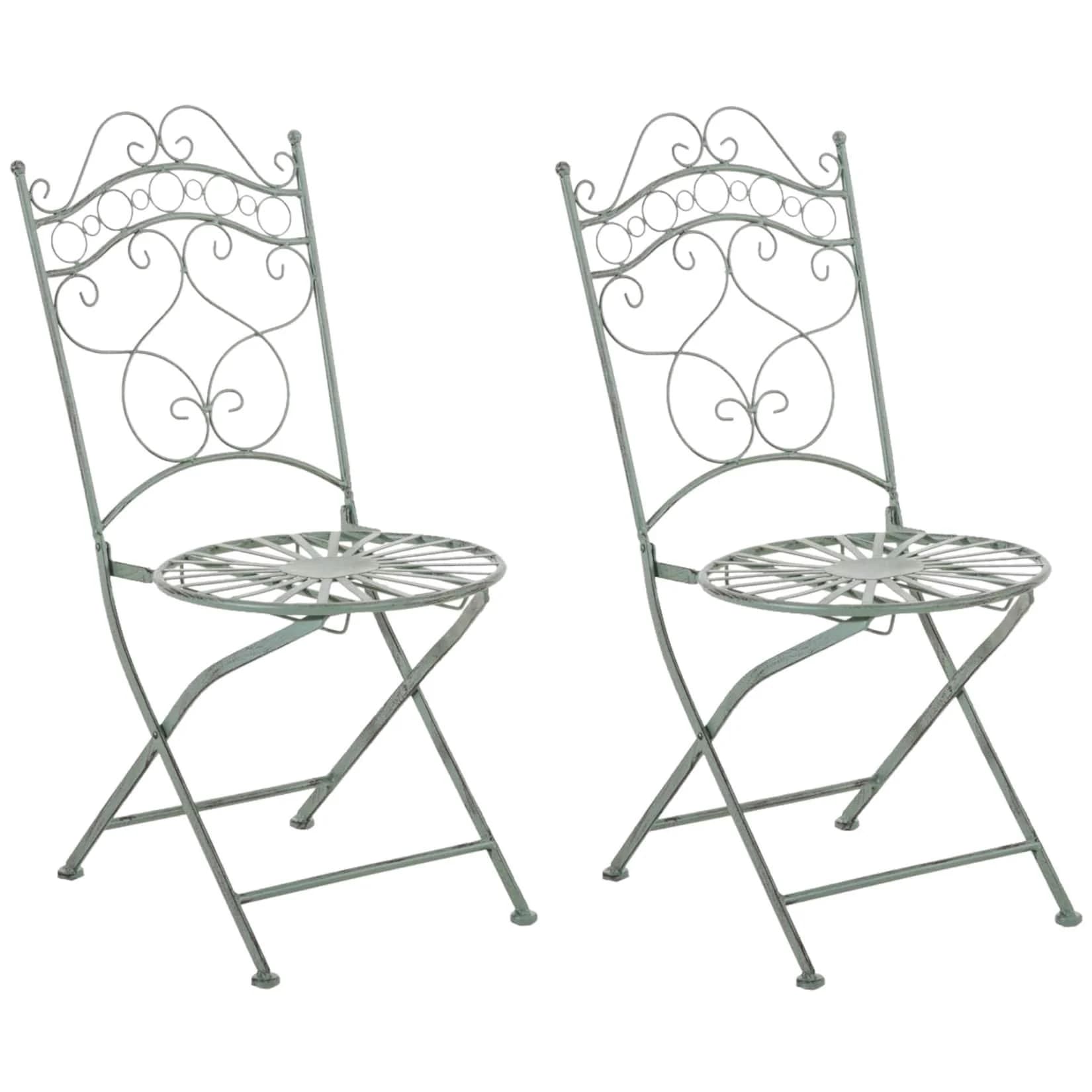 CLP Eisenstühle Indra Jugendstil 2er Set Gartenstühle Antik Handgefertigt