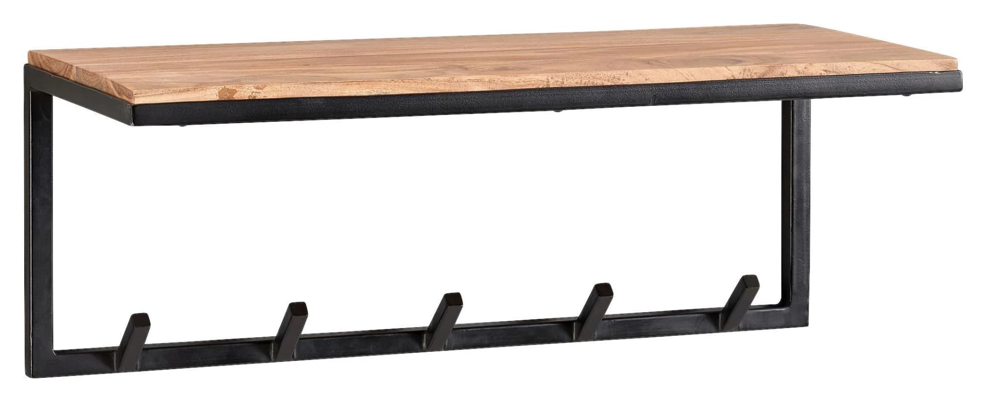 Wandgarderobe aus massiver Akazie mit Haken