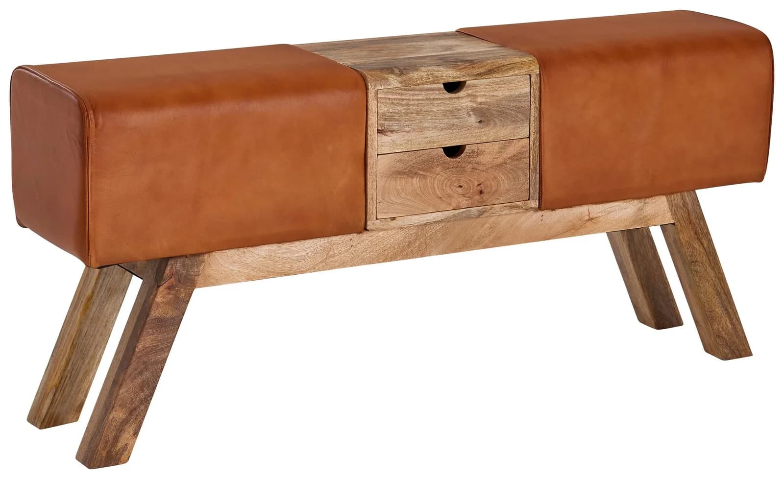 Garderobenbank aus Leder in Braun ca. 12x56x30 cm