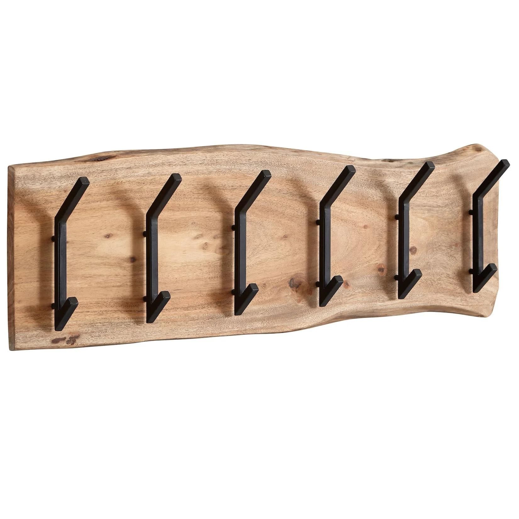 FineBuy Wandgarderobe Massivholz Metall 100 cm Hakenleiste