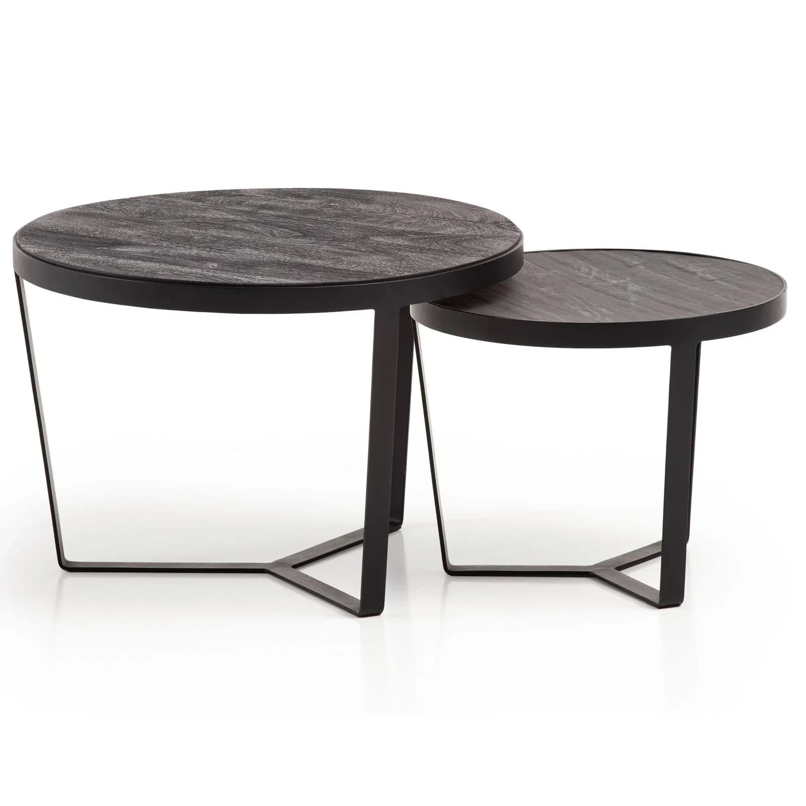 Beistelltisch aus Massivholz Akazie, Schwarz, Designer-Stil