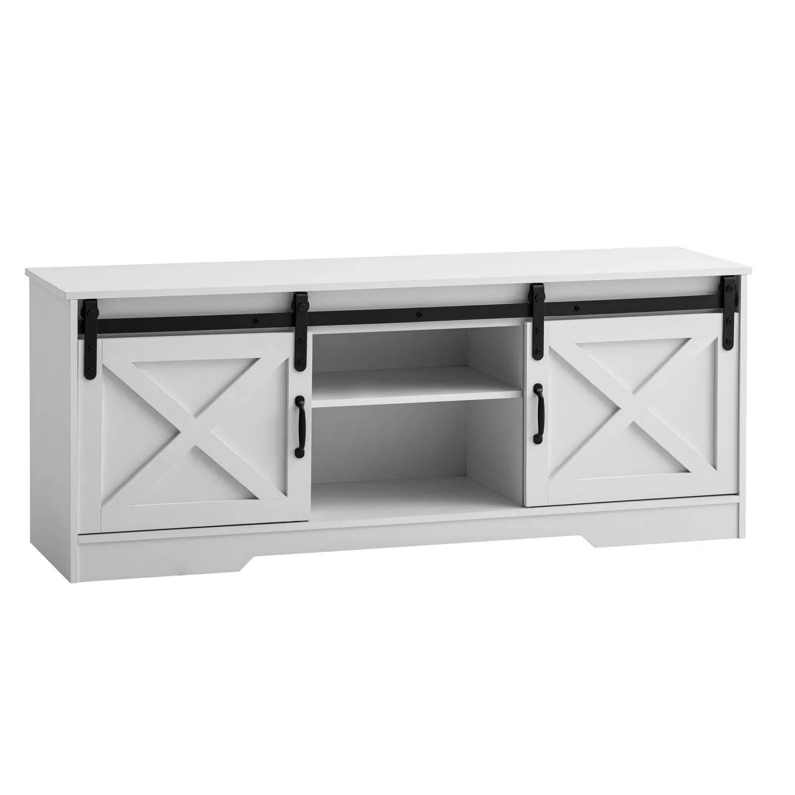 Lowboard weiß mit Barn-Door-Schiebetüren