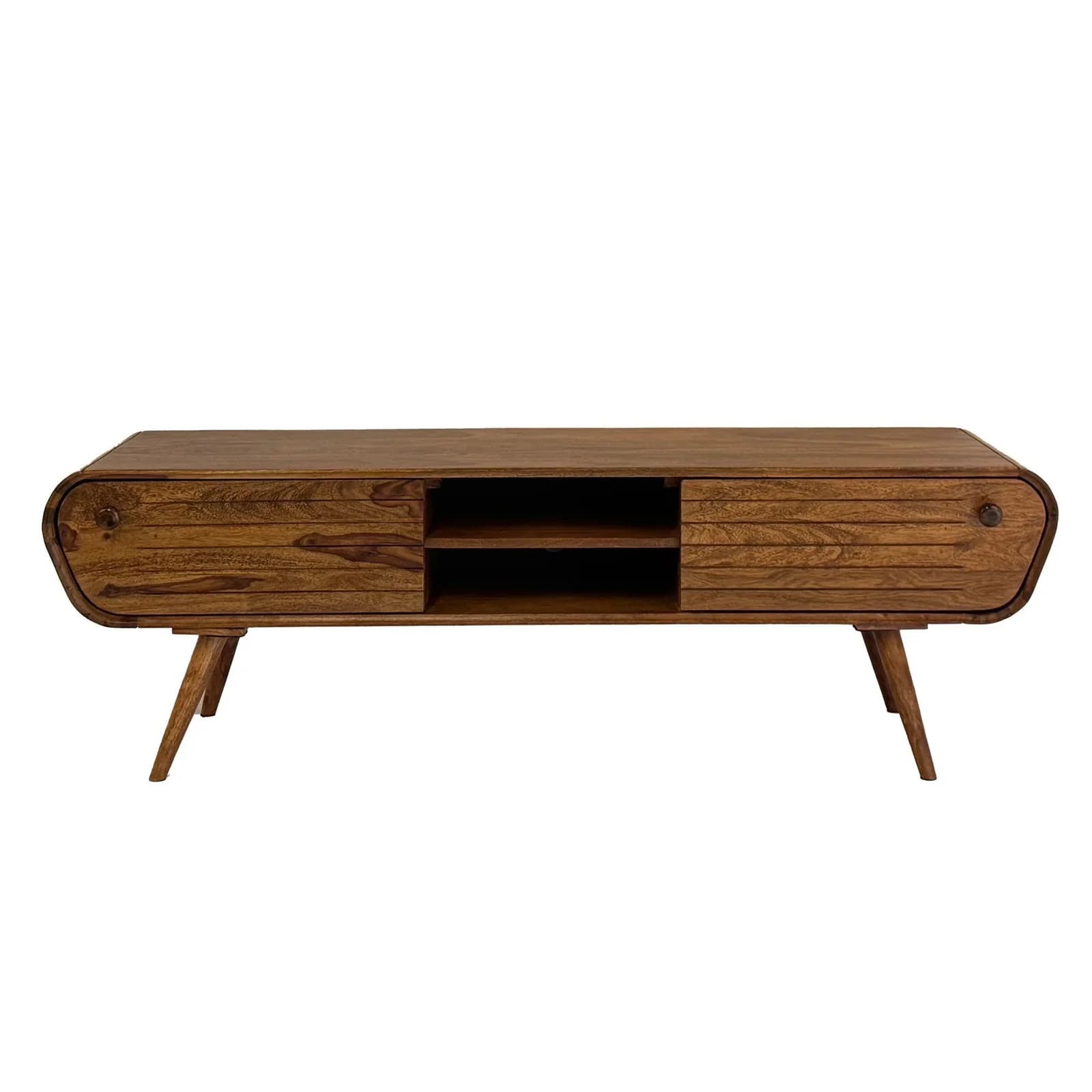 Lowboard Sheesham Massivholz Braun Mid-Century Design