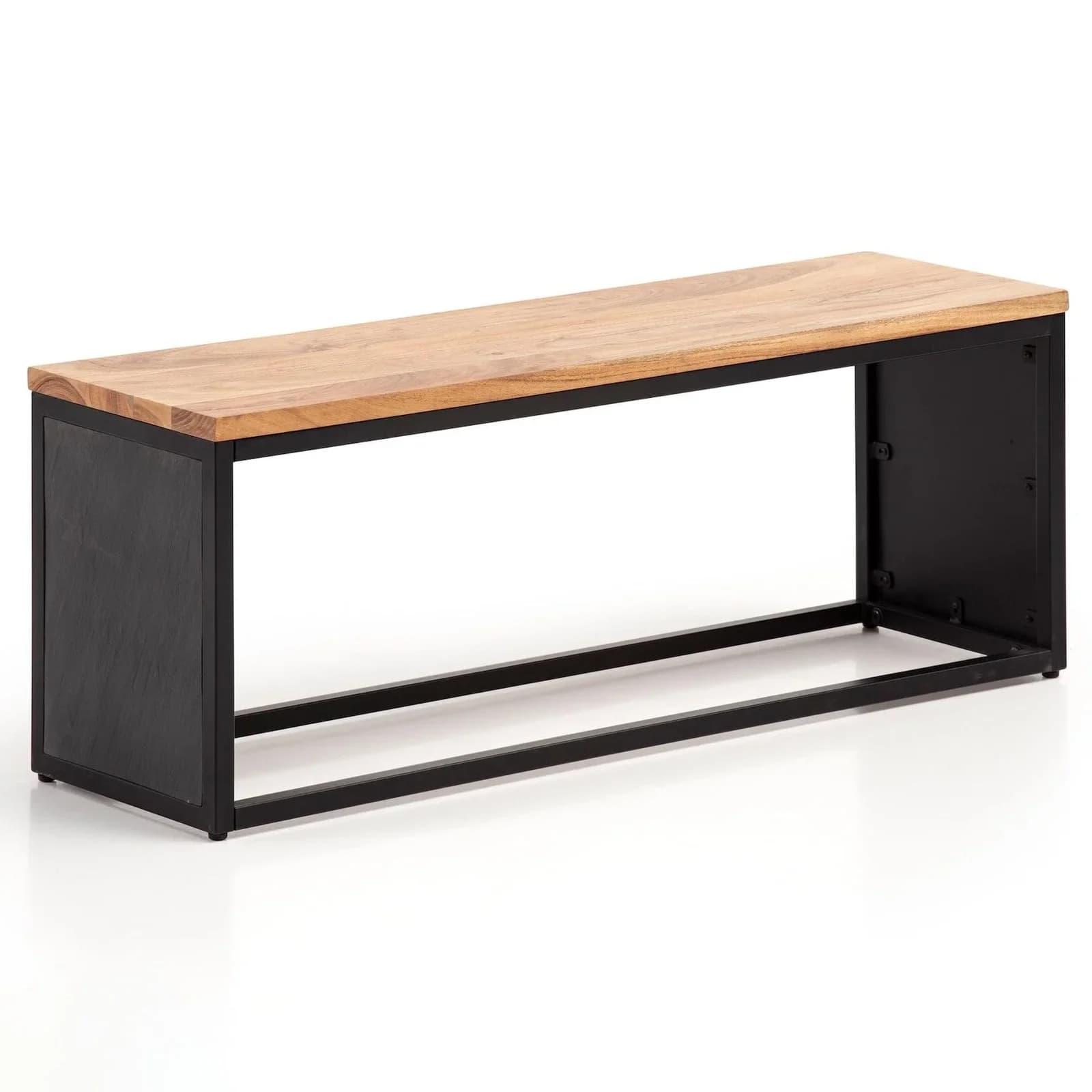 FineBuy Massivholz Sitzbank 120 cm Akazie 3D-Steinoptik