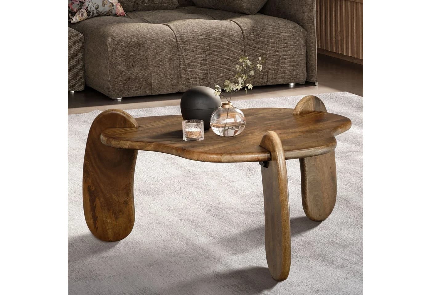 Wohnling Couchtisch Mango Massivholz Organisch Braun