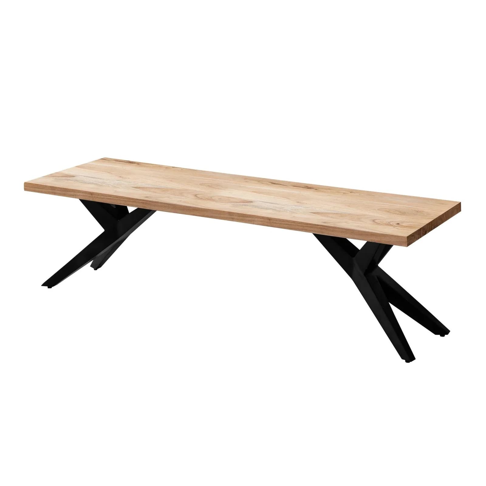 Sitzbank Akazie massiv schwarz Gestell 175 cm