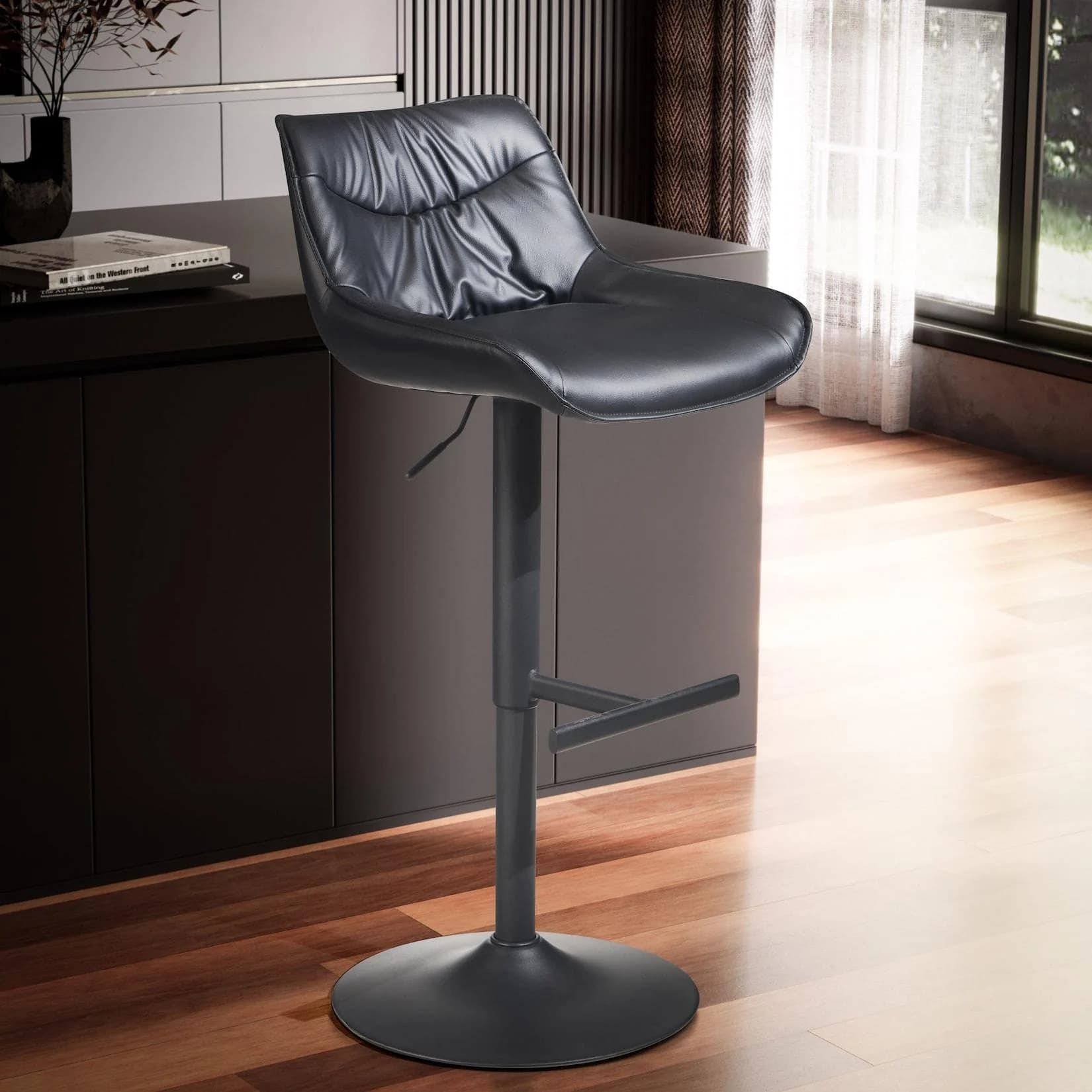 FineBuy Barhocker Kunstleder Schwarz