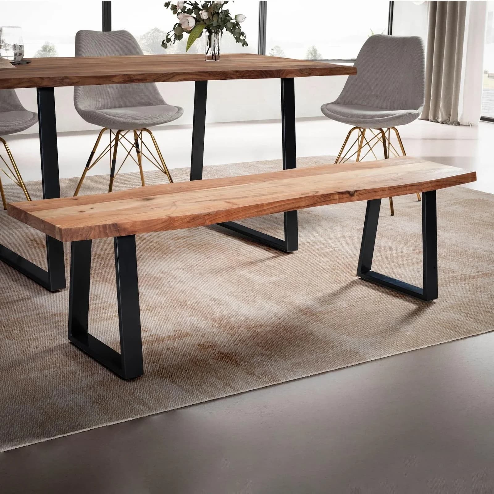 Esszimmerbank FineBuy Massivholz Akazie 180 cm